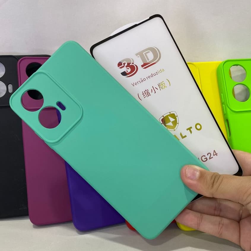 CAPA G24 + Película 3D Kit Motorola Capinha Case Protetora Celular Silicone