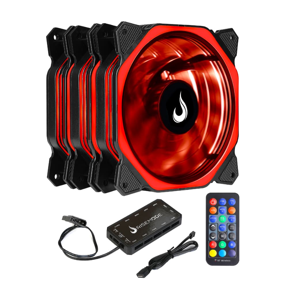 Kit 3 Cooler Fan Gamer | Rise Mode | Aura Rgb 12v | 120mm | 6p Controladora