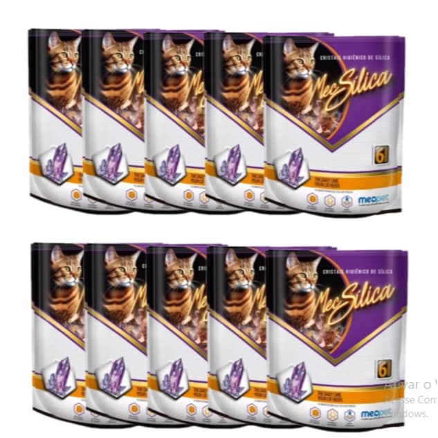 10 Areias Silica Sanitária Cristais em Gel para gatos - 1,2kg
