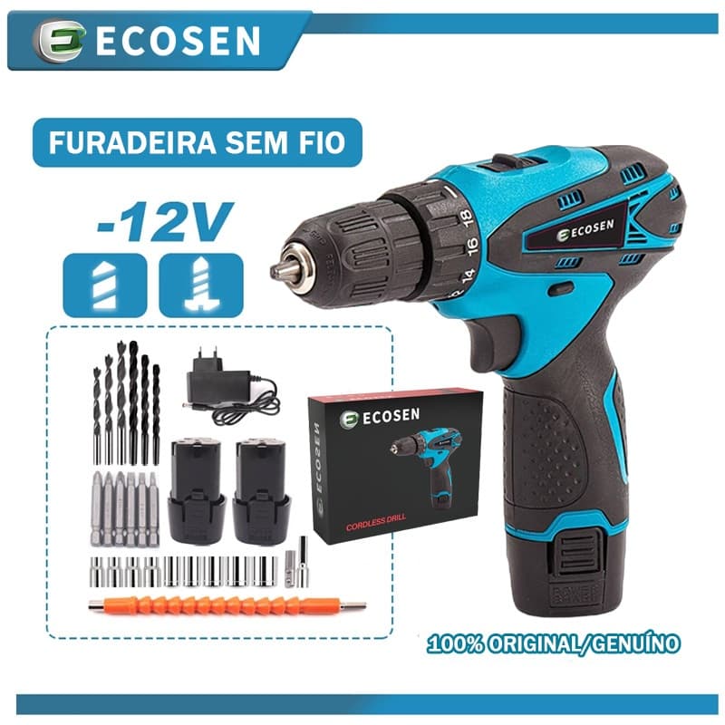 Parafusadeira  Furadeira 2 bateria 12 volts 110v-220v 0-380rpm / 0-1300rpm