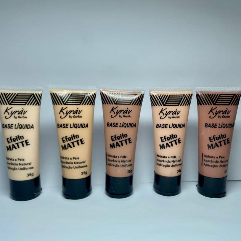 Kit 5 Bases Líquidas Kyrav Efeito Matte 35g | Pele Uniforme e Hidratada | Cores Mistas Envio imediato