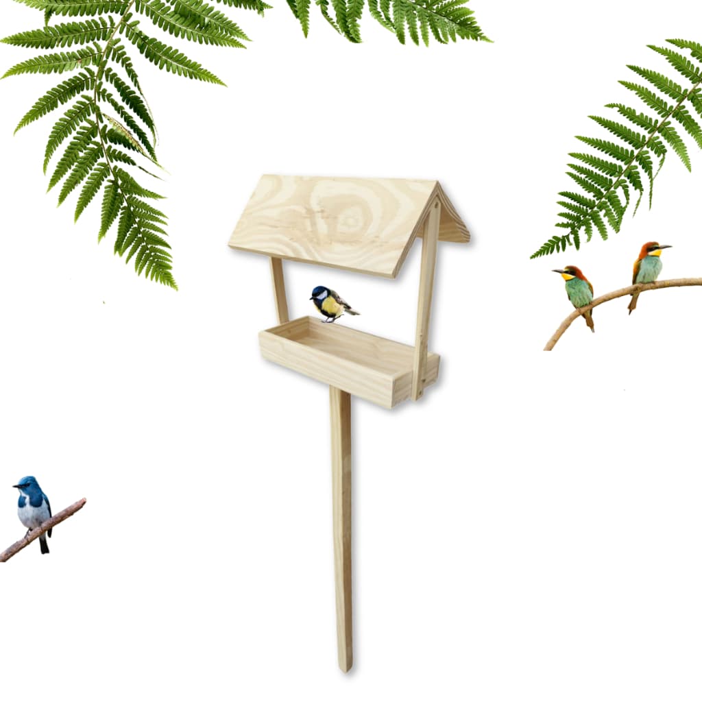 Casinha Passarinho Comedouro Tratador Pássaros Livres Beija-Flor Com Bebedouro- 78x15x30cm