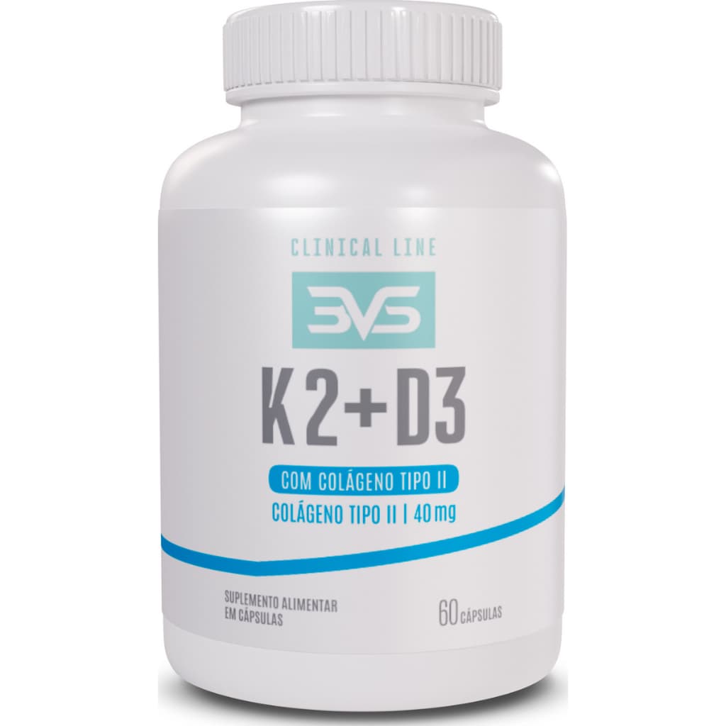Vitamina D3 2000ui + Vitamina K2 120mcg + Colágeno Tipo II 40mg - Fórmula Avançada - 60 Cápsulas