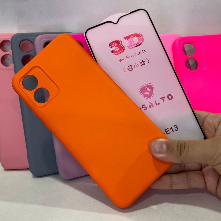 CAPA E13 Câmera Fechada + Película 3D Kit Motorola Capinha Case Protetora Celular Silicone