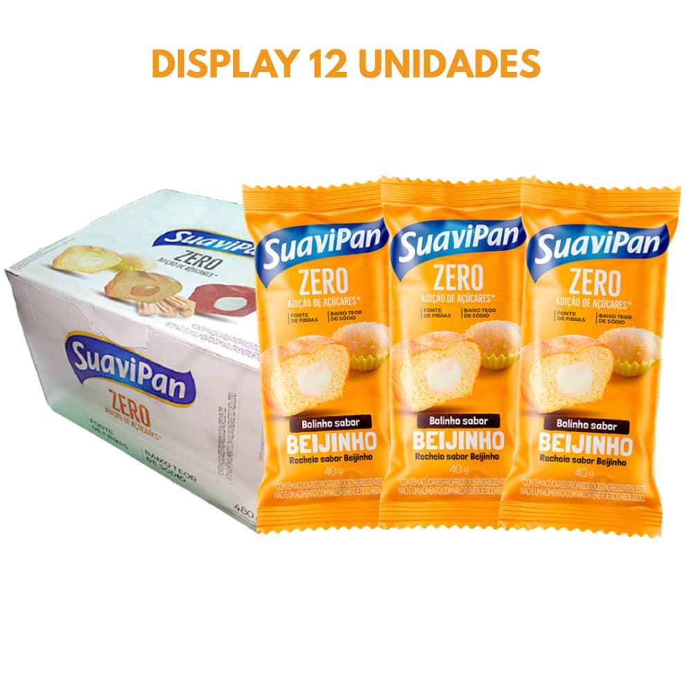 Kit 12 Bolinho Zero Açúcar Beijinho 40g | Sem Adição de Açúcar | Doce Saudável