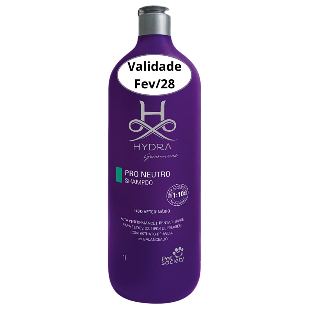 Shampoo Hydra Groomers Pro Neutro Pet Society 1L para Cães e Gatos