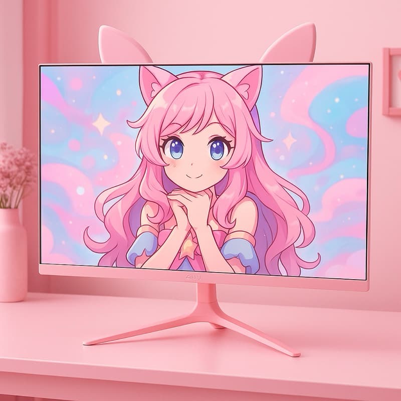 Monitor Gamer Rosa 27” LED IPS Full HD 100Hz Alto-Falante – Estilo Fofo com Desempenho