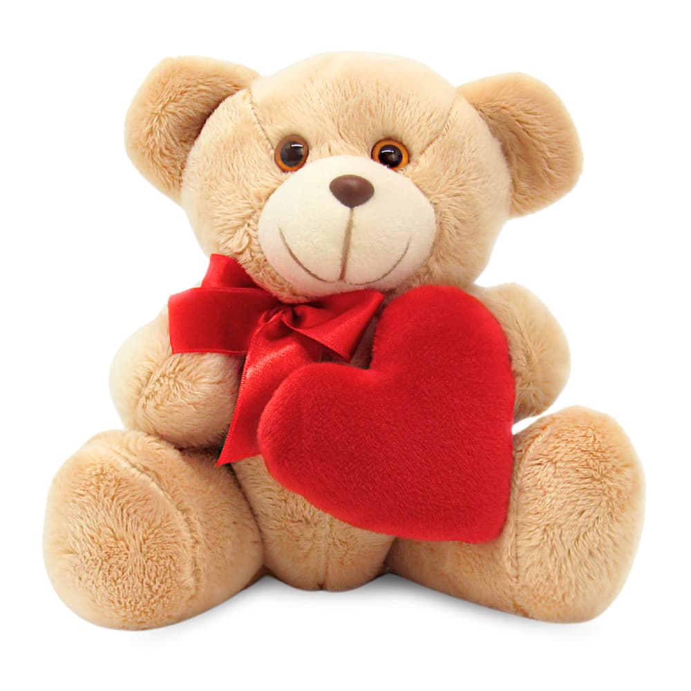 Urso de Pelúcia Articulado com Coração 15cm Sentado Presente Decorativo Namorado