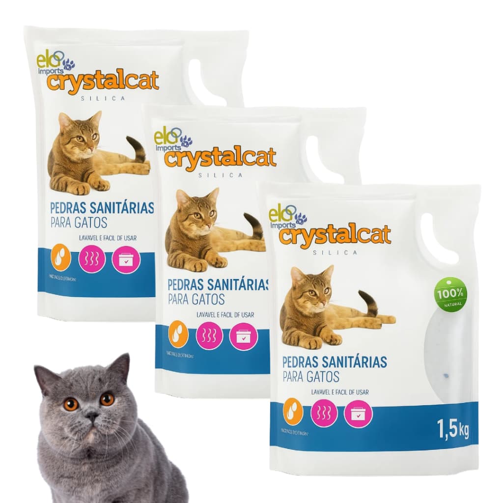 Combo 3 Areia Sílica Grossa Higiênica Sanitária Super Premium Sem Odor Para Gato Felinos Adulto +NF