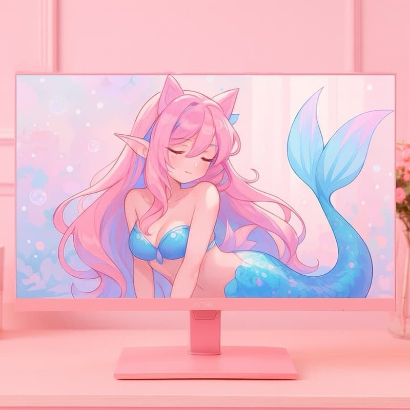 Monitor Rosa Gamer 23.8” LED IPS Full HD 100Hz com Alto-Falante – Design Cute para Setup