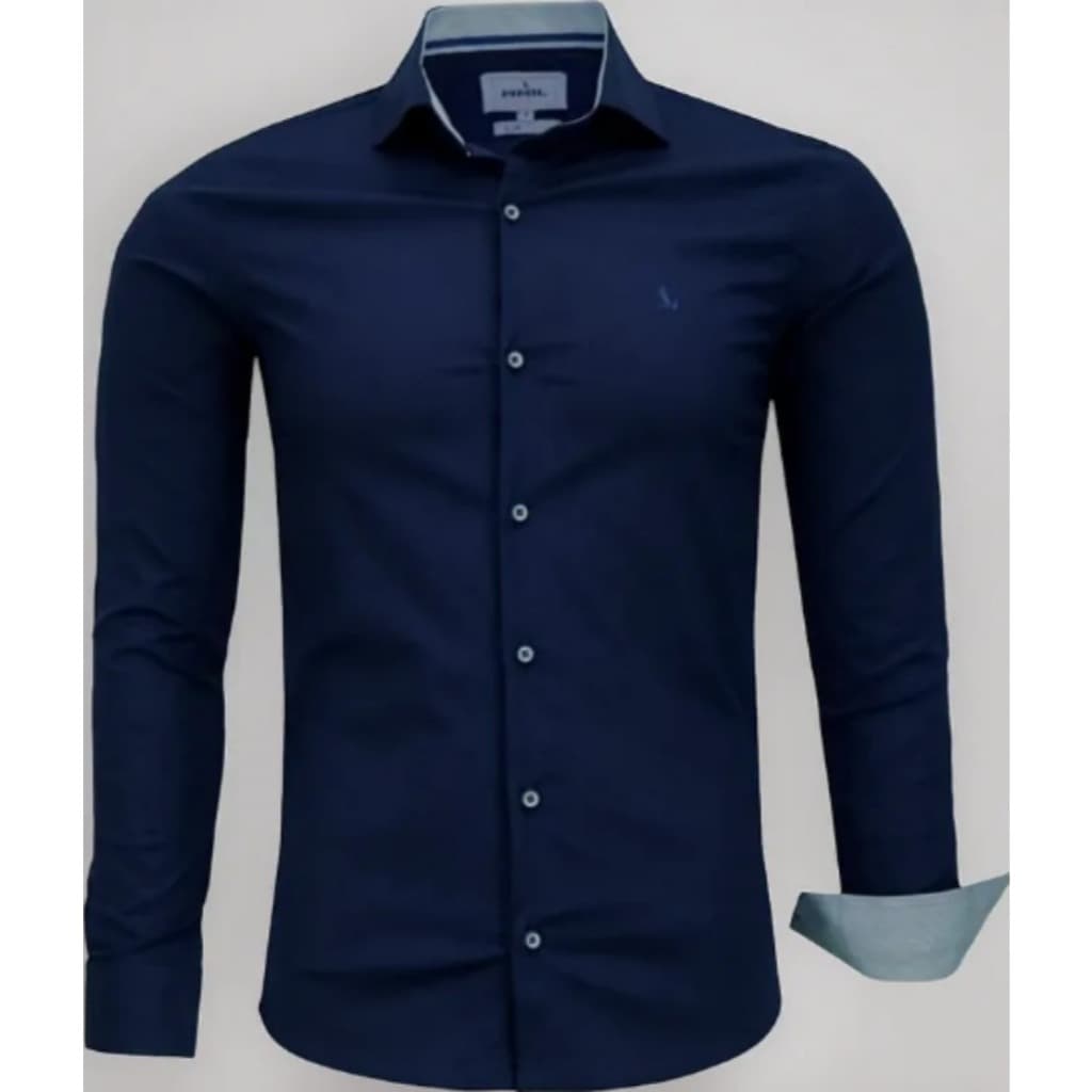 Camisa Social Amil Slim Algodão Com elastano Frisado Liso Flash Manga Longa Luxo Frete Grátis