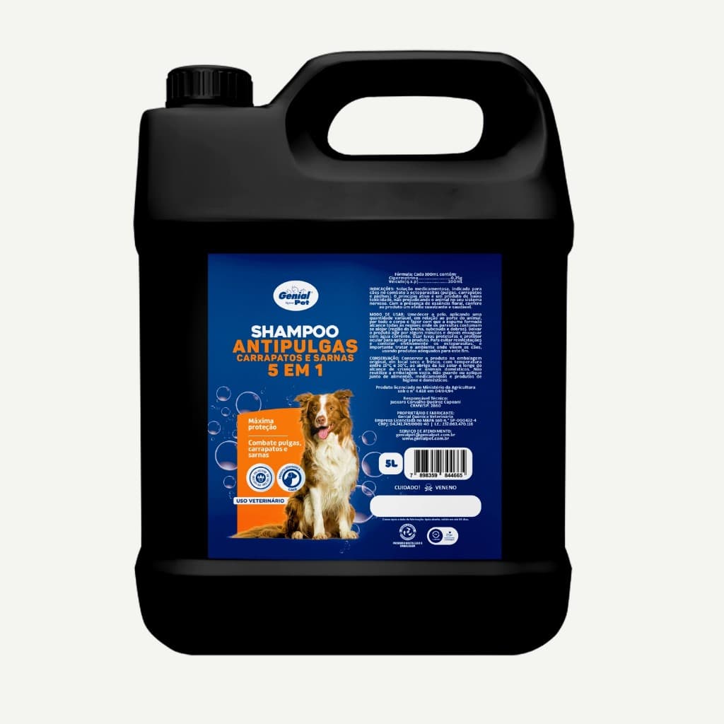 Shampoo Antipulgas e Carrapatos para Cães 5L Banho e Tosa Profissional