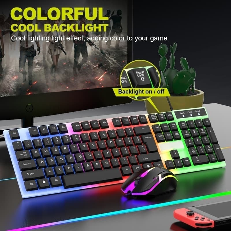 Kit Teclado Semi Mecânico + Mouse Gamer 3200dpi Rgb Led M300 LED-H8