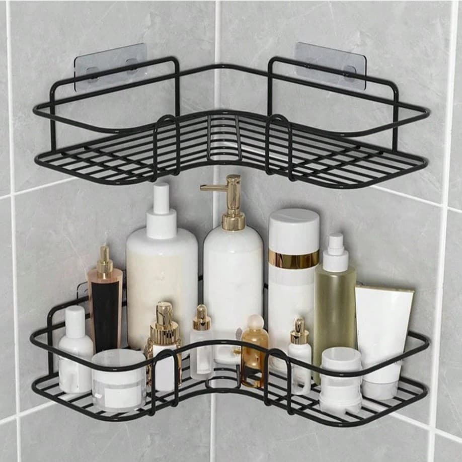 Suporte Porta Shampoo Organizador Prateleira Canto Box Banheiro Sabonete Nicho Com Adesivo Sem Furar a Parede Cozinha