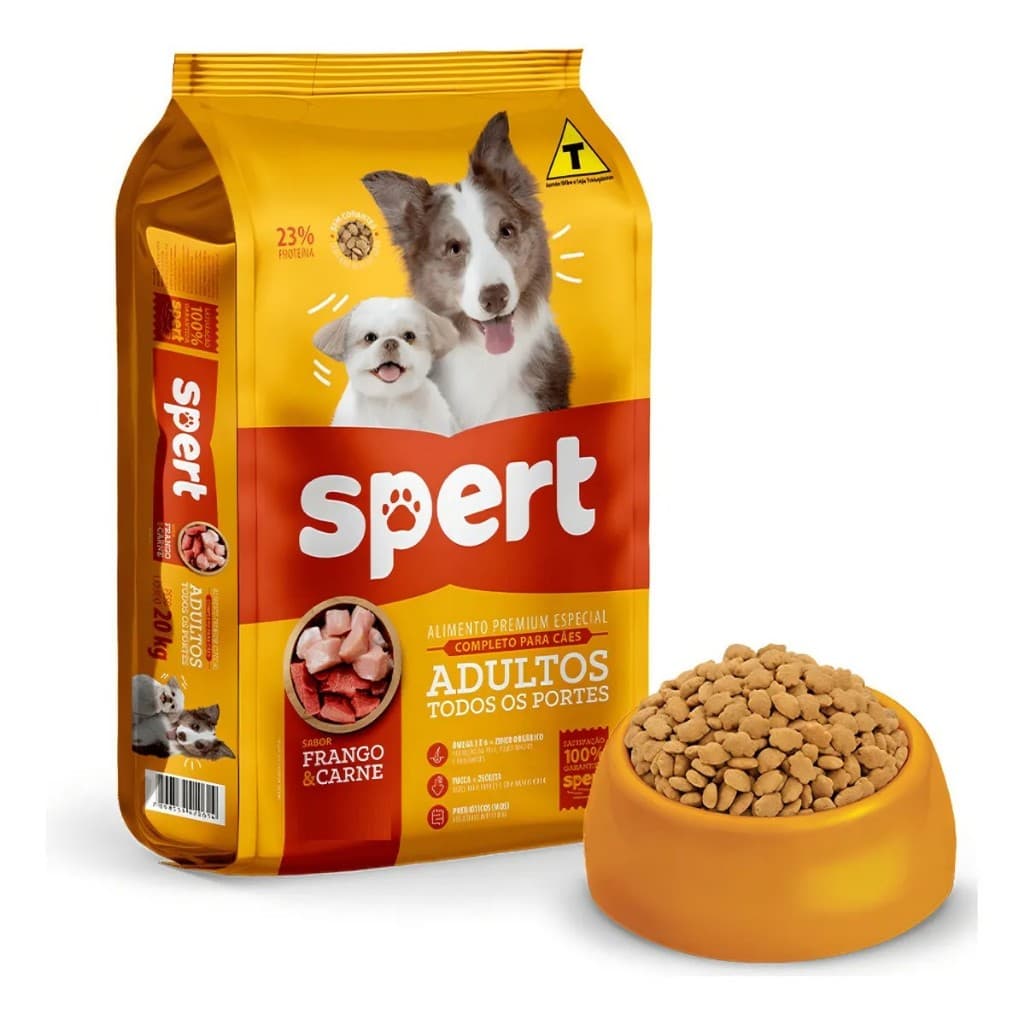 Ração Spert Cães Adultos 15 Kg 23% Proteína Cachorro Todos os tamanhos carne, frango e arroz