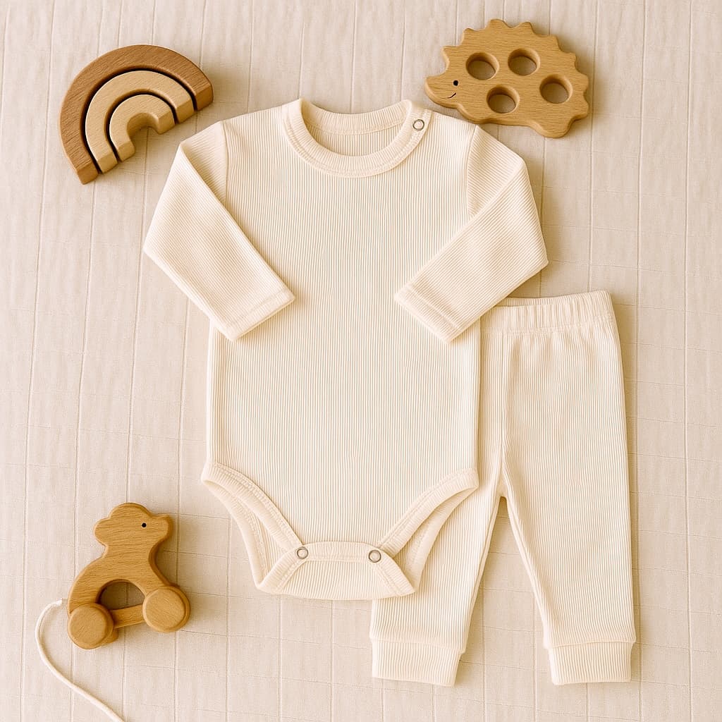 Kits Body de bebê P ao GG para enxoval. Body manga longa e calça. Body branco, tons terrosos, menina
