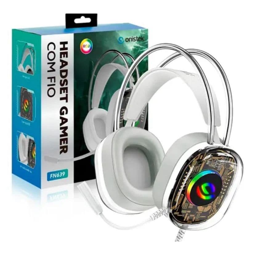 Headset Gamer com Fio FN639 RGB, Microfone Flexível, Confortável, PC/Notebook