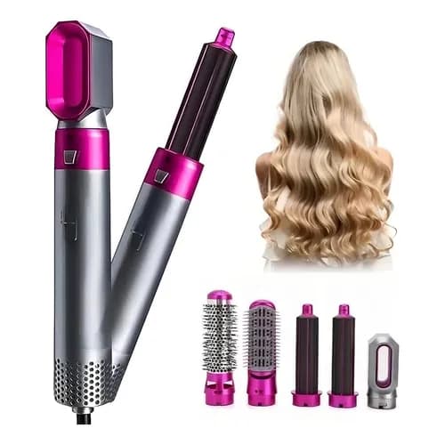 Secador de Cabelo 5 em 1 com Íon Negativo  Escova Modeladora Alisadora e Onduladora Profissional