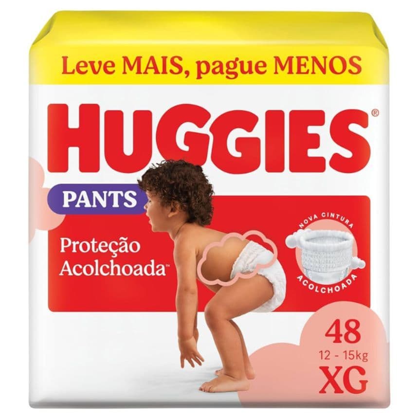 Fralda Huggies Roupinha XG com 48 Proteção Acolchoada XG com 48