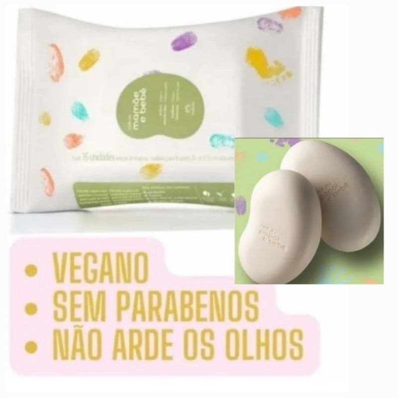 Sabonete MMBB e Lenço Umedecido Natura Mamãe e Bebê Suave para a Pele do Bebê