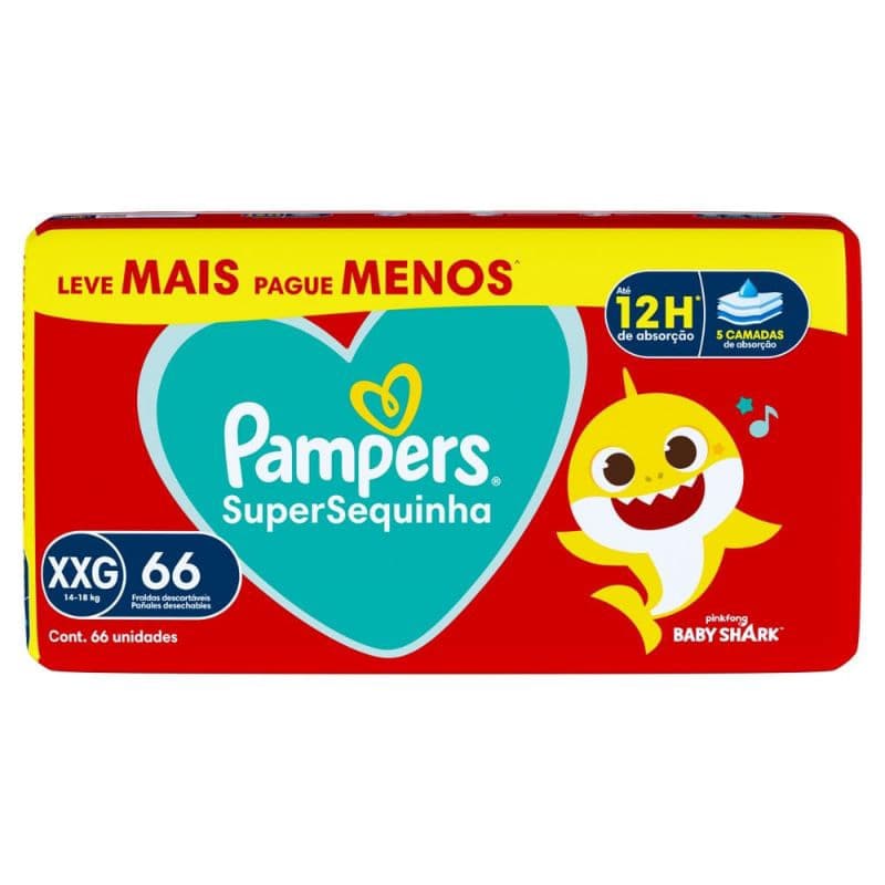Fralda Pampers Xxg 66 super sequinha