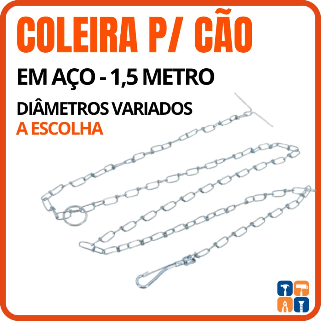 Corrente para Cachorro Resistente Grossa e Fina Coleira Reforçada Aço Guia Cão Pet Gato Metal Ferro
