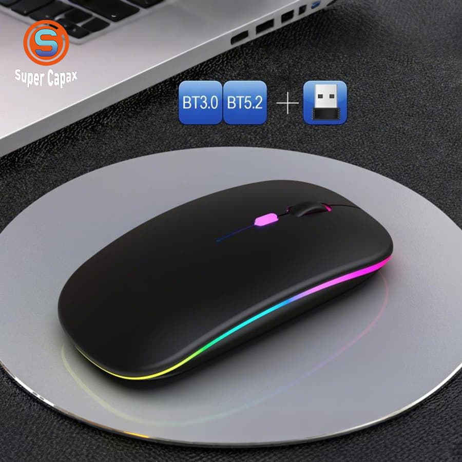 Nova alta qualidade Mouse sem fio Bluetooth RGB mouse sem fio brilhante para jogos de escritório
