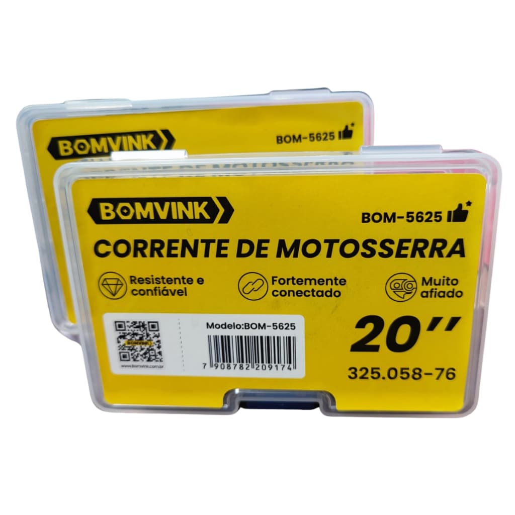 Kit 2 Correntes 20" Para Motosserra Aço Temperado Ultra Resistente e Afiado 38 Dentes