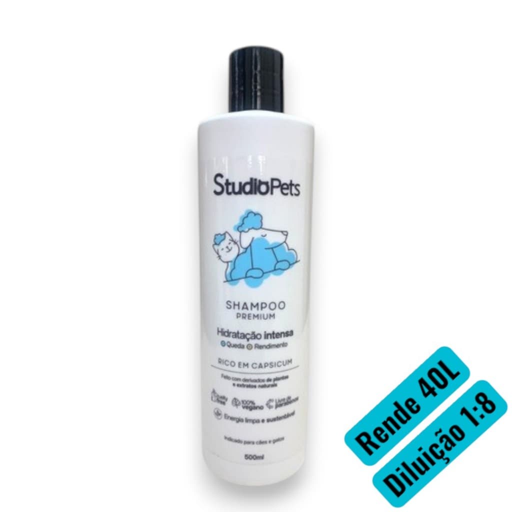 Shampoo para Cães e Gatos StudioPets Premium 500ml Rende 4 Litros