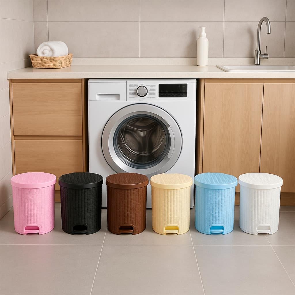 LIXEIRA CESTO DE LIXO RATTAN 6 LITROS TAMPA E PEDAL BANHEIRO LAVABO ESCRITORIO QUARTO DO BEBE