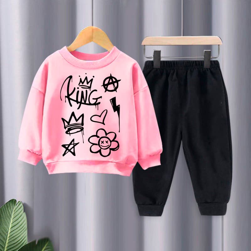 Conjunto Infantil Calça De Moletom Kit Conjunto Infantil Casaco Gola Careca Moletons Infantil