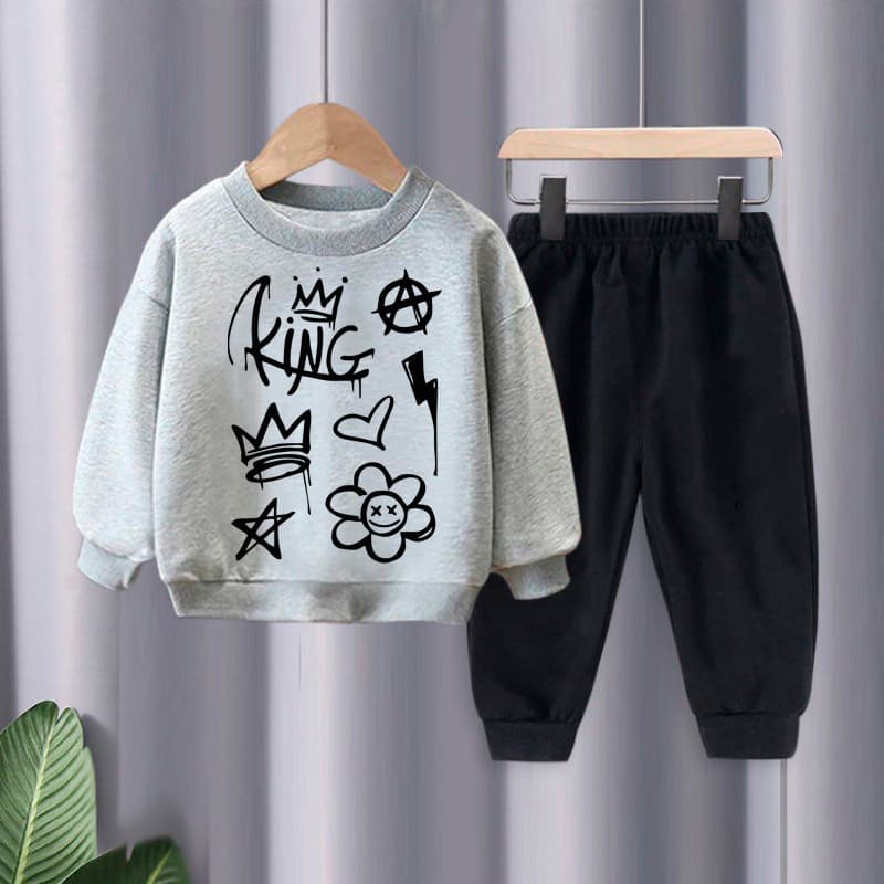 Conjunto Infantil Calça De Moletom Conjunto Infantil Casaco Gola Careca Moletons Infantil