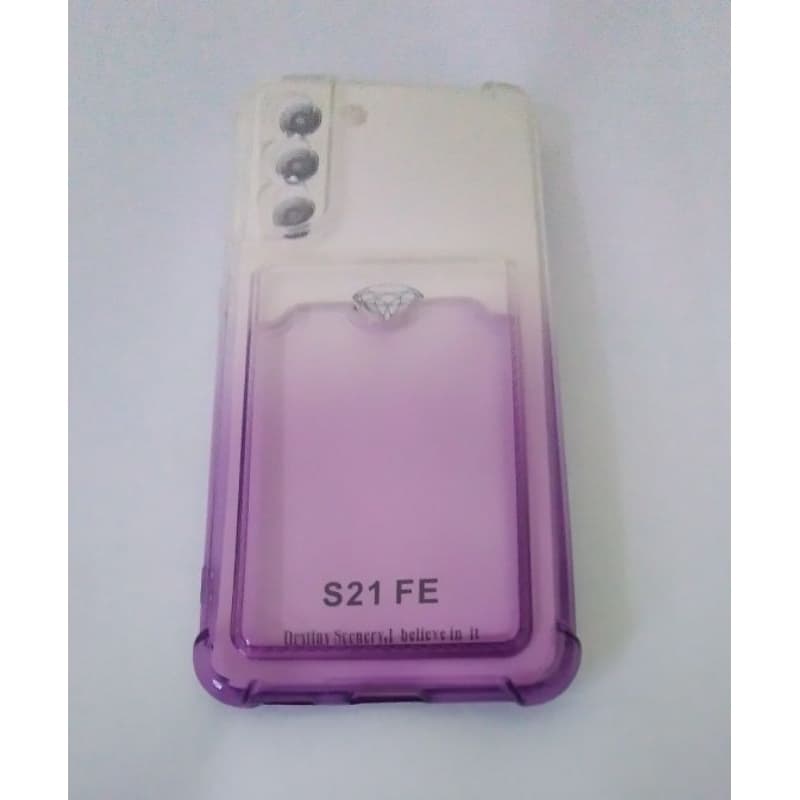 capinha para celular transparente com roxo para celular S21 FE