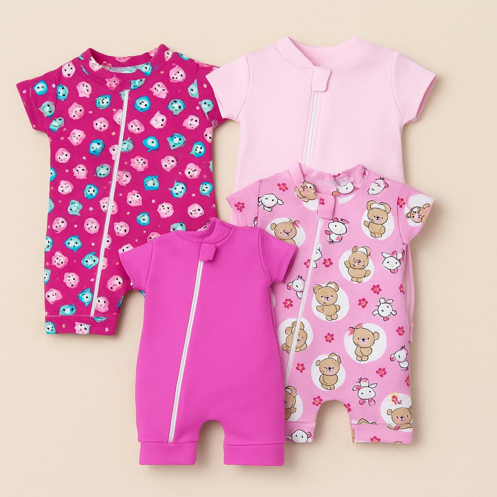 Kit 3 Macacão Bebê Com Ziper Menina Verão Dia a Dia Confortavel