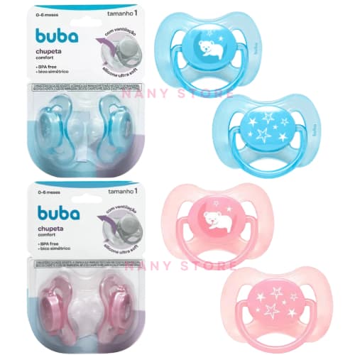 Kit Chupeta Buba 2 Unidades Confort Chupeta Dupla Buba Bico de Silicone - Tamanho 1