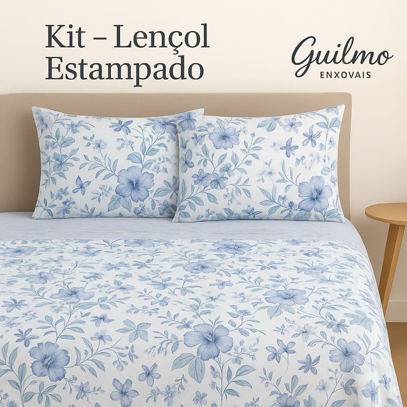 Kit Jogo de Lençol Microfibra Estampado 100% Poliéster Com Toque Macio Várias Estampas Disponíveis