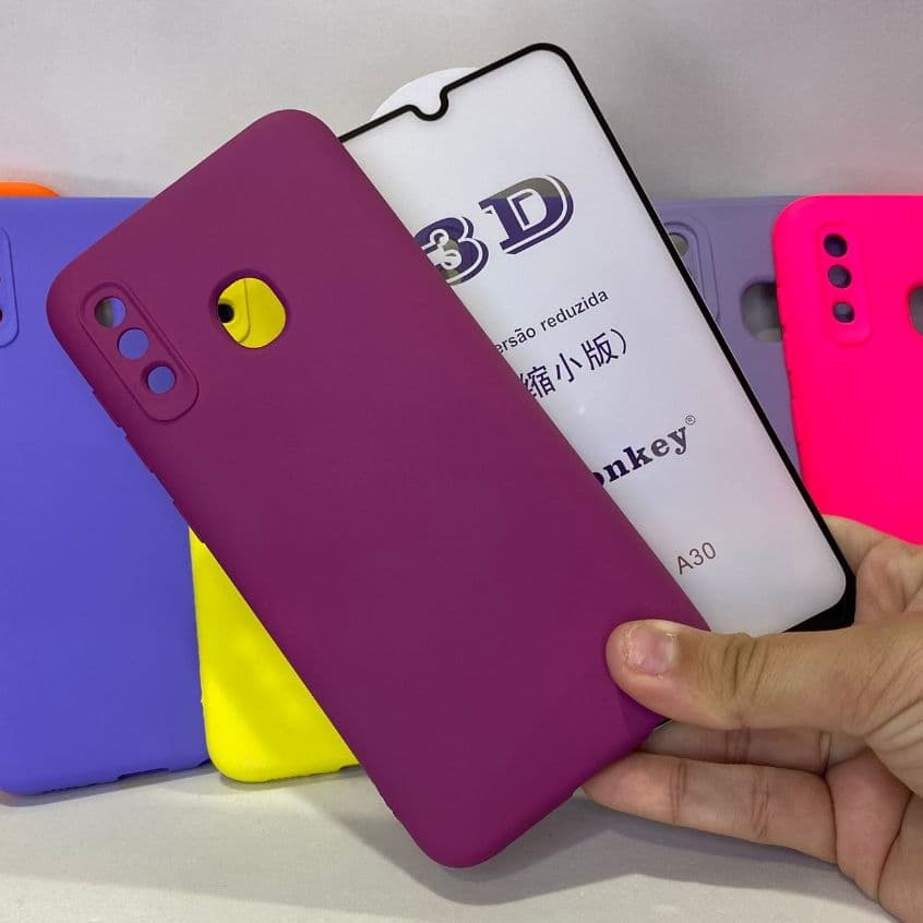 Capa A20 / A30 + Película 3D Kit Samsung Capinha Case Protetora Celular Silicone