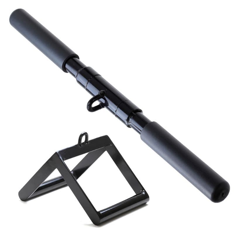 Kit Puxador Barra Reta Giratório + Puxador Triângulo Cross Over Treino Academia Musculação