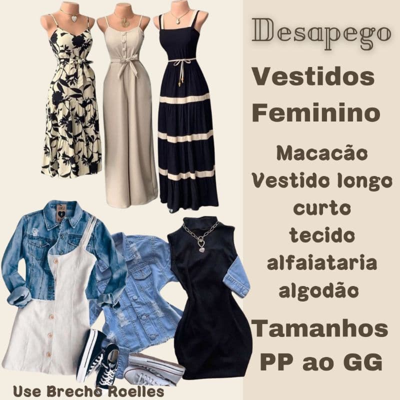 Desapego Vestido feminino, vestido tubinho macacão jeans, vestido longo, Vestidos usado/Seminovo PP ao GG