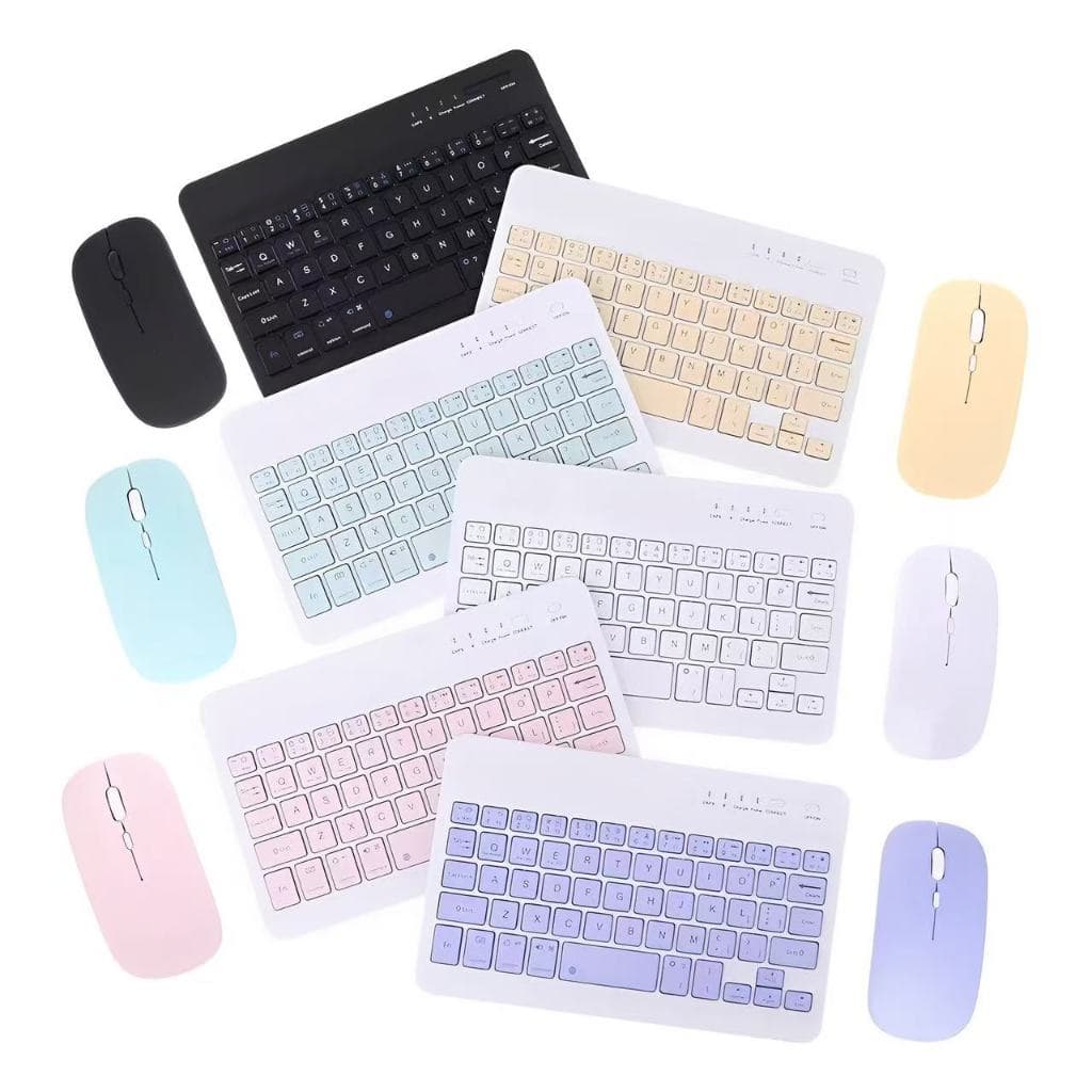 Kit Teclado Mouse Sem Fio Bluetooth 5.2Recarregável Ipad PC Tablet e Notebook Compatível Pc iPhone Android