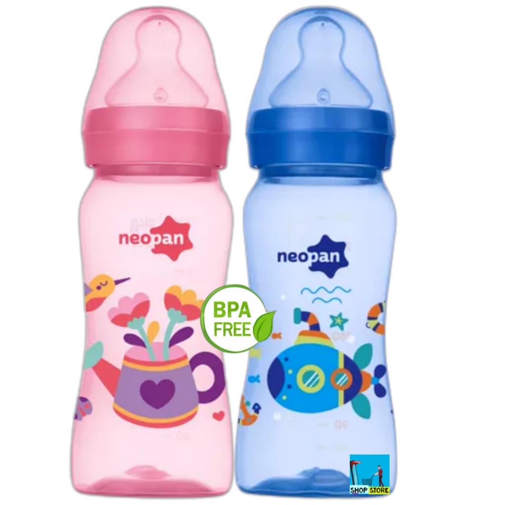 MAMADEIRA DECORADA BOCA LARGA 300 ML  BICO TAMANHO 2  (+ 6) NEOPAN