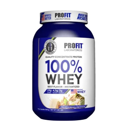 100% WHEY QUALITY CONCENTRATE PROTEIN CHOCOLATE BRANCO COM PISTACHE 900G - PROFIT