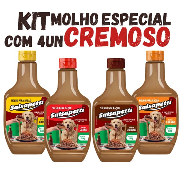 Kit 4un Molho Especial Para Ração Cães Cremoso SALSAPETTI 250gr