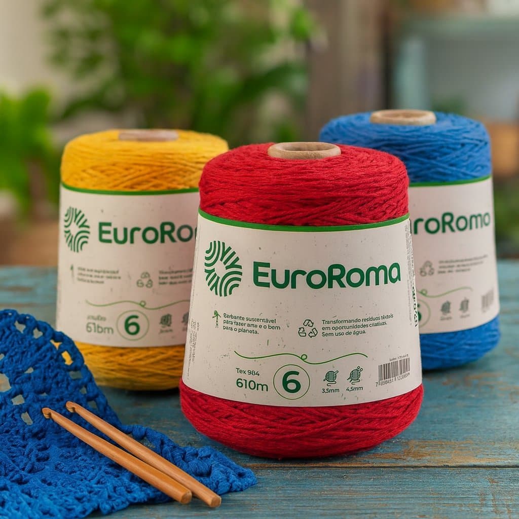 Barbante EuroRoma nº 6 610m para Crochê Tricô Tapetes Artesanato - Fio para Crochê - Barbante