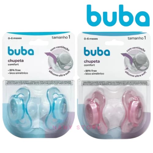 Kit Chupetas 2 Unidades Buba Confort Bico em Silicone - Tam 1