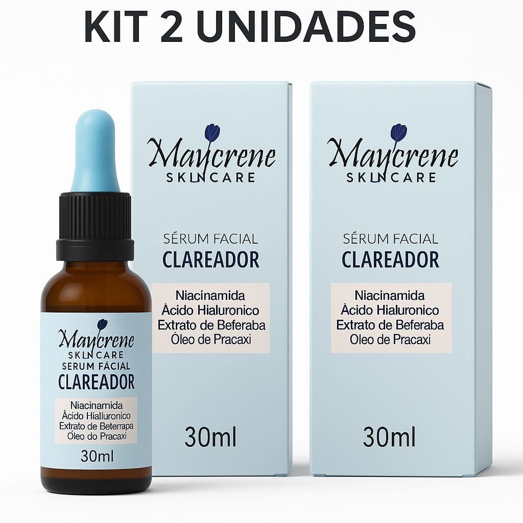 Kit 2 Sérum Facial Maycrene Anti Rugas Clareador de Manchas 30ml Anti Idade Rejuvenescedor