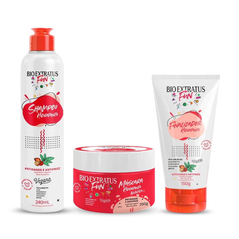 Kit Shampoo, Máscara e Finalizador Fun Hidratante Bio Extratus