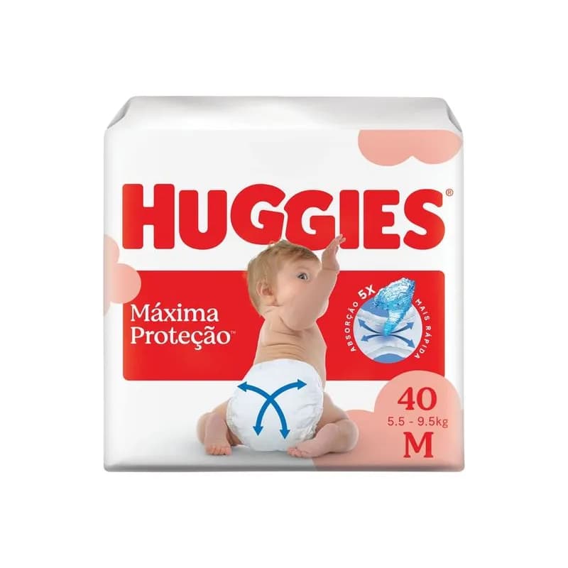 FRALDA HUGGIES MÁXIMA PROTEÇÃO MEGA M - 40 unidades