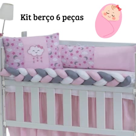 👶 Kit Enxoval Berço 6 Peças 🍼 Segurança e Conforto para o Bebê