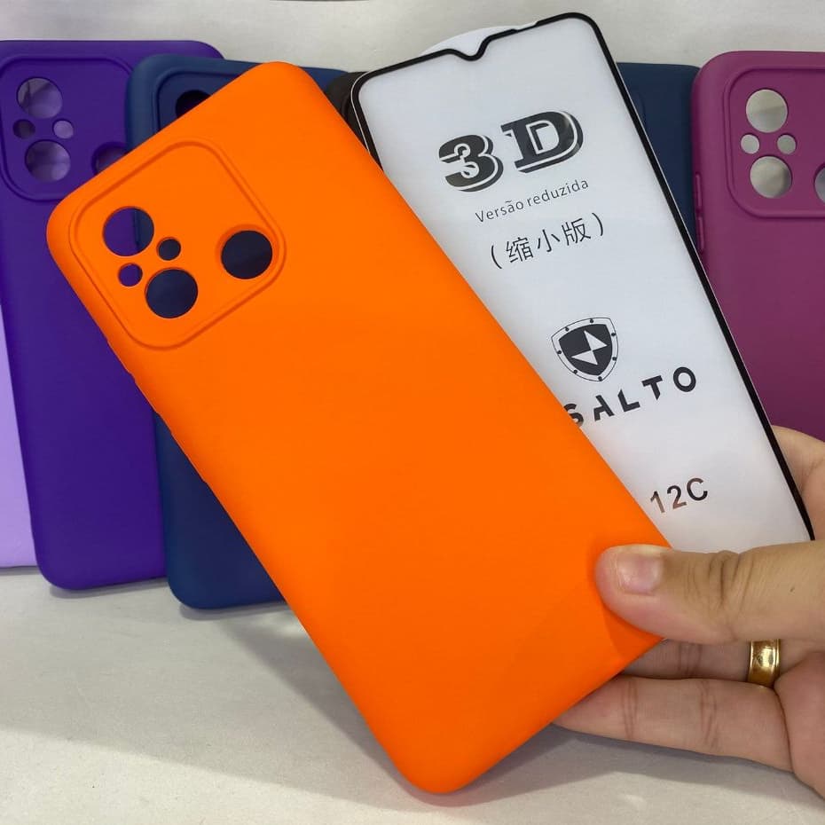 CAPA REDMI 12C + Película 3D Kit Capinha Case Protetora Celular Silicone
